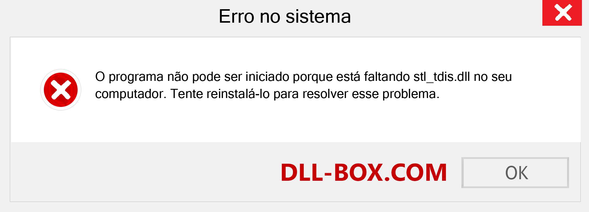 Arquivo stl_tdis.dll ausente ?. Download para Windows 7, 8, 10 - Correção de erro ausente stl_tdis dll no Windows, fotos, imagens